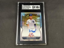 2023 BOWMAN CHROME BRANDON MAYEA 1ST REFRACTOR AUTO 197/499 YANKEES SGC 10 GM 10