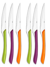 set of 6 Amefa  steak knifes pizza knives green purple orange Eclat Kaleidoscope