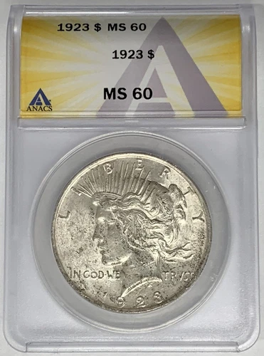 1923 Peace Silver Dollar ANACS MS 60