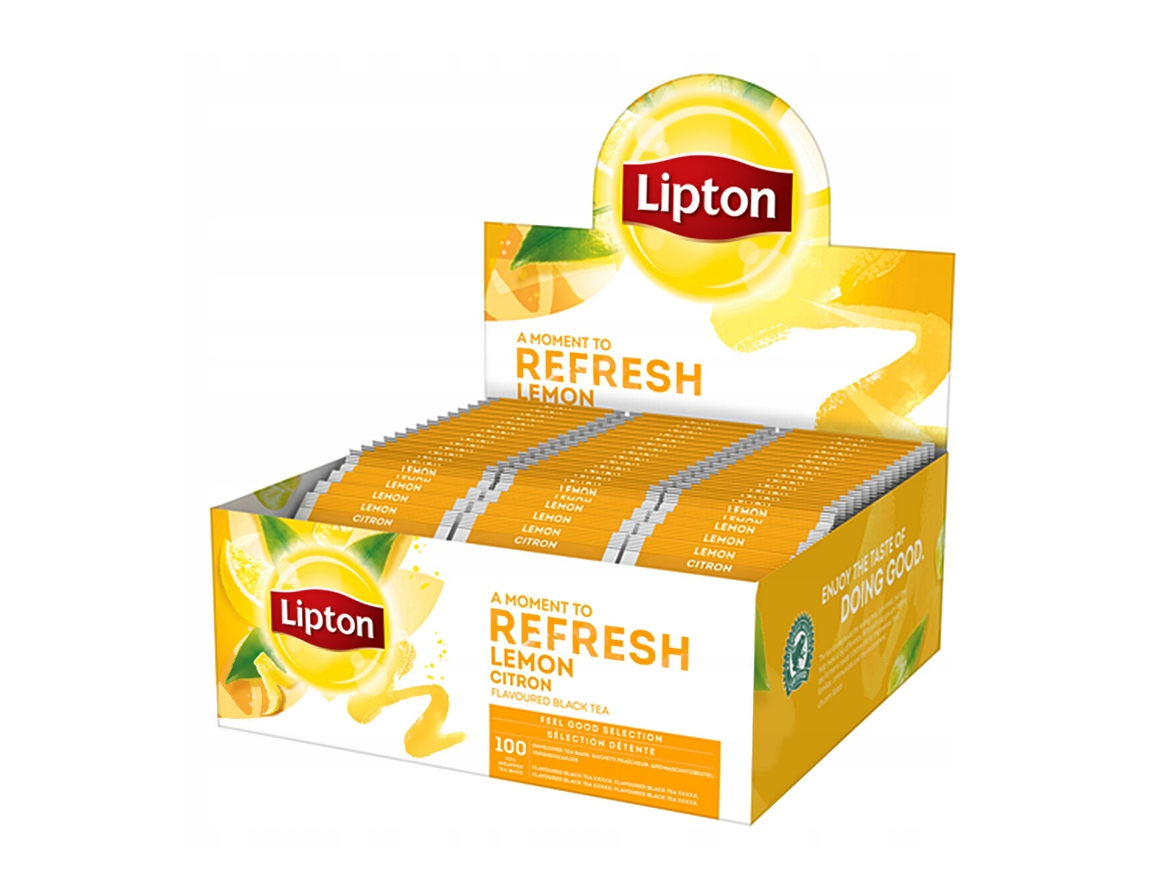 LIPTON REFRESH LEMON CITRON - FLAVOURED BLACK TEA - 100 TEA BAGS