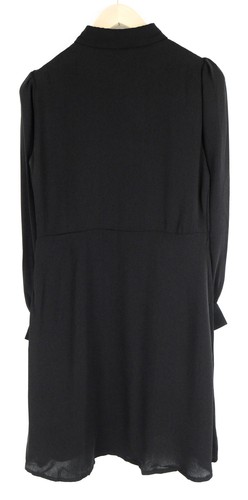 VILA Women Dress 36 Black Long Sleeve Puffy Pleated Half-Buttoned Collared - Picture 2 of 9