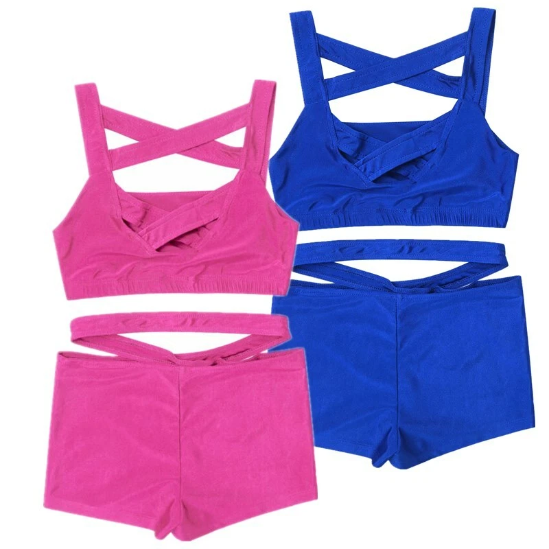 Kids Girls Sports Bra Crop Tops Shorts Sets Yoga Sports Dance Stretch  Activewear