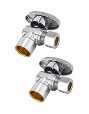 2 PCS  1/2"  Sweat  X 3/8" OD 1/4TURN COMPRESSION ANGLE STOP VALVE , LEAD FREE