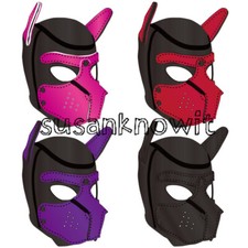 Puppy Play Hood Mask Game Dog Slaver Full Head Binding Mask Dog Tail Neck Collar