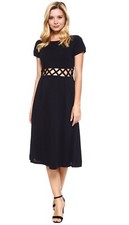 Black A Line Midi Dress With Cross Cut Out Detailing Around The Waist