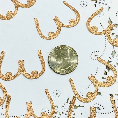 Rose Gold Boob Confetti - Bachelorette Bachelor Party Decorations - Set of 150 - Picture 3 of 3