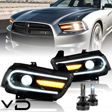 LED Kits for Projector Headlights VLAND Headlights Projector+LED bulbs Kits For Dodge Charger 2011-14 W/Sequential