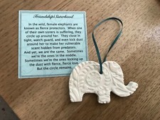 Handmade embossed elephant ornament with friendship/sisterhood quote card