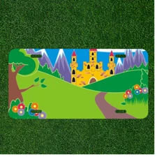 Custom Personalized License Plate Auto Tag With Cartoon Green Hills And Palace