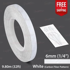 CARBON FIBER WHITE 1/4" 6mm Roll PIN STRIPE PinStriping TAPE Decal Vinyl Sticker