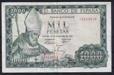 BILLETE ESPAÑA 1000 PESETAS AÑO 1965 SAN ISIDORO - SERIE I - MBC