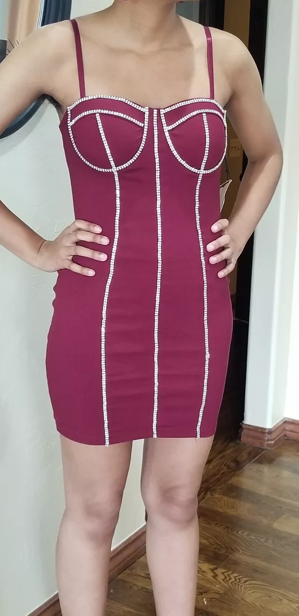 HAUTE MONDE Burgundy Dress w Rhinestones Size M NEW W TAG eBay