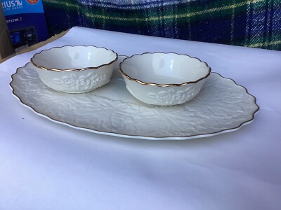 LENOX.  LARGE DISH WITH 2 BOWLS  