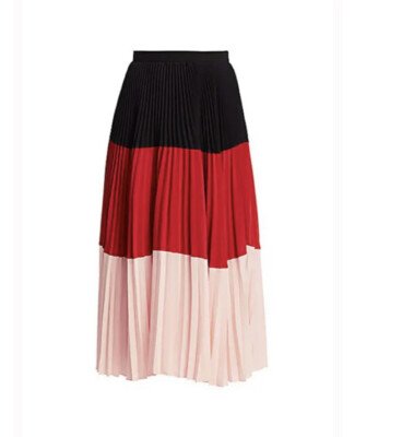 Akris Punto Colorblock Plissé Pleated Midi Skirt Sz 2 $995