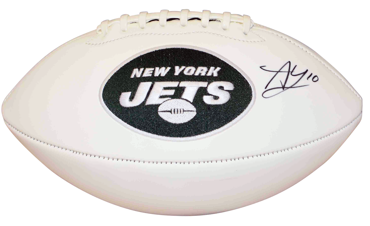 ALLEN LAZARD SIGNED AUTOGRAPHED NEW YORK JETS WHITE LOGO FOOTBALL
