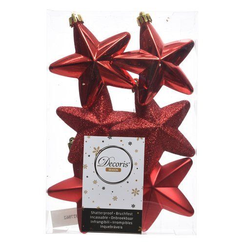 Confezione 6 Stelle Albero di Natale Mix Red Amicasa