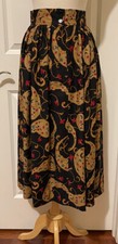 Ungaro Parallel Vintage Pleated Paisley Skirt, Sz 10-STYLISH Made In Italy-