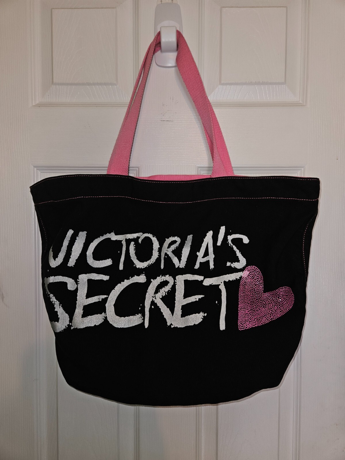 Victorias Secret Love Heart Beach Large Tote Weekender Bag Black