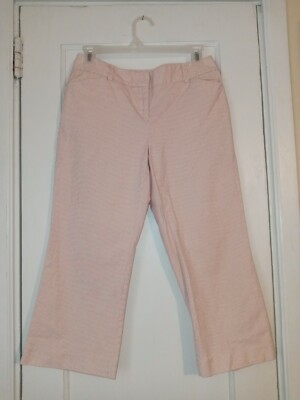 Women's Ann Taylor Loft Petites Red & White Striped Capri Pants Size 4P 