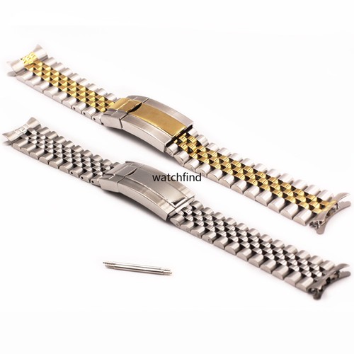 Hollow Curved Stainless Steel Jubilee Bracelet Clasp Watch Band Strap