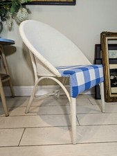 Lloyd Loom Style Chair Blue White Check FREE Postage Available 