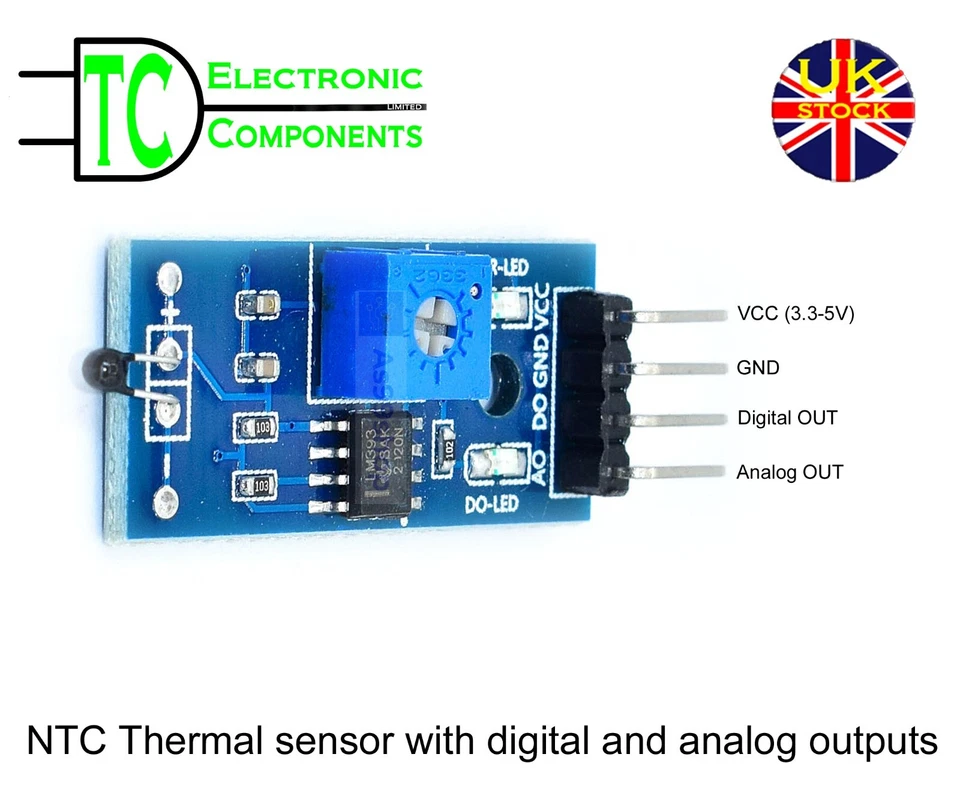 Thermistor Temperature Sensor Thermal Module NTC 4 PIN 3.3V to 5V LM393 Arduino - Image 3 of 4