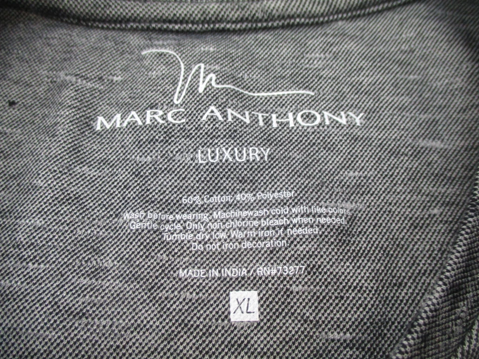 Camisa Marc Anthony Para Hombre Extra Grande Gris Cuello Henley Manga Corta Algodón Foto 3 de 4