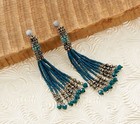 QVC The Marrakesh - Multi-Strand Gunmetal Blue Seed Bead Tassel Earrings — photo 2