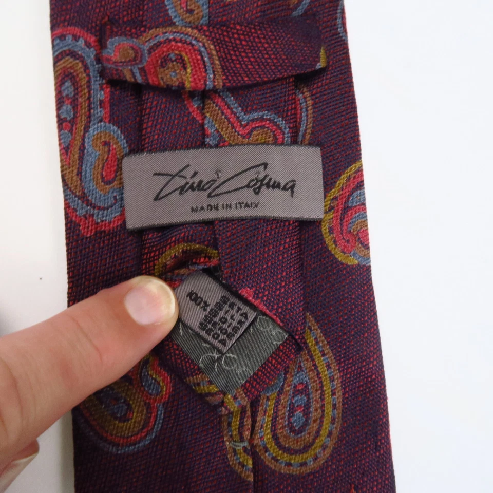 Tino Cosma Moderno Estilizado Cachemira Texturizada Tejido de Cesta Rojo 59"x3.5" Clase Italia Foto 3 de 4