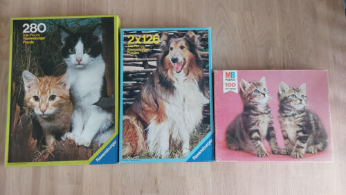 Konvolut Retro Kinder-Puzzle Tiermotiv Katzen und Collie Ravensburger - Bild 1 von 4