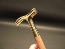 Brass Derby Head Handle Antique Victorian Wooden Walking Stick Vintage Cane Gift