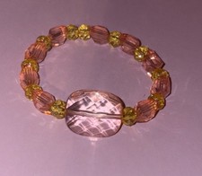 Handmade Beaded Light Pink And Yellow Bracelet