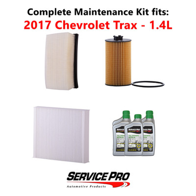 2017 Chevrolet Trax 1.4L Complete Air, Oil & Cabin Filter Kit (5W-30)