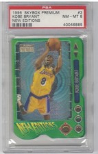 PSA NM-MT 8 1996 SkyBox Premium Kobe Bryant New Editions Rookie Card. rookie card picture