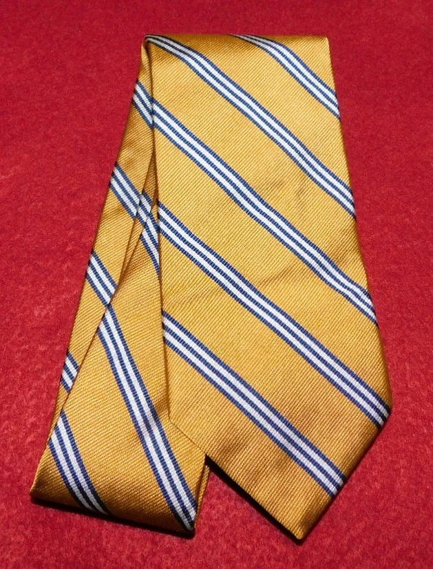 CORBATA A RAYAS AMARILLA/AZUL/BLANCA BROOKS BROTHERS HECHA EN EE. UU. - CORBATAS DE DISEÑADOR. Foto 2 de 3