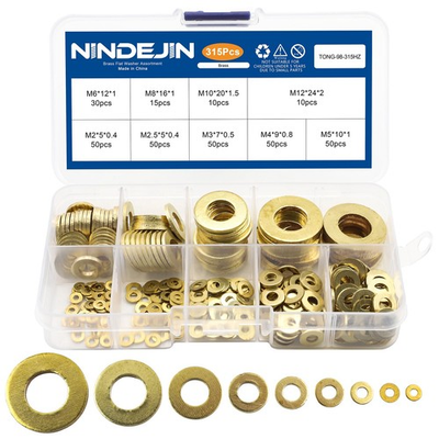 #ad NINDEJIN 315 Pieces Brass Washer Assortment Kit Metric Flat Washers 9 Sizes A... $18.11