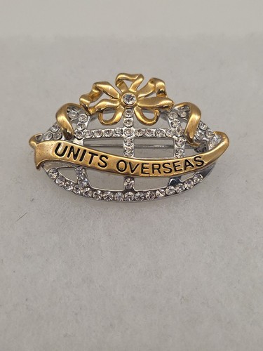 NSDAR DAUGHTERS OF THE AMERICAN REVOLUTION UNITS OVERSEAS RHINESTONE PIN BROOCH