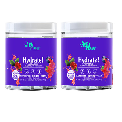 Vital Rise  Hydrate! - Berry Blast - Hydration Powder Packets  |Non-GMO| 2PACK
