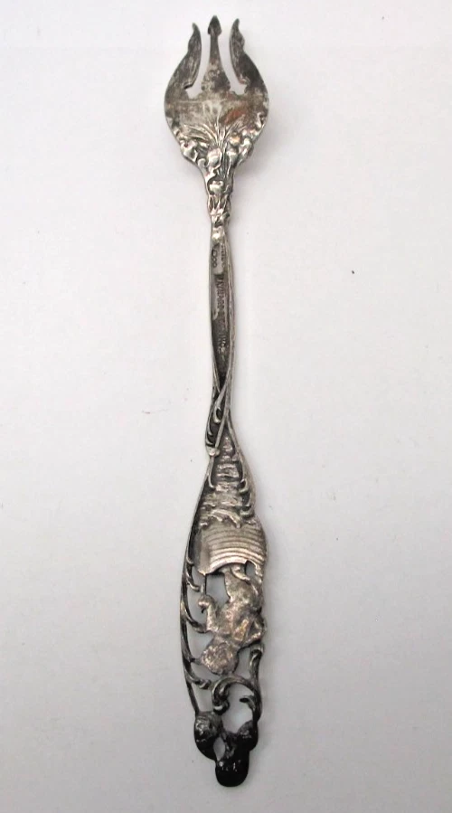 RARE Maynard & Co. Sterling Silver Labors of Cupid Art Nouveau Cocktail Fork - Image 3 of 4