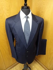 LAL'S Holland & Sherry Mens Suit 40r 36W X 29 Blue window payne 100% Wool L-#200