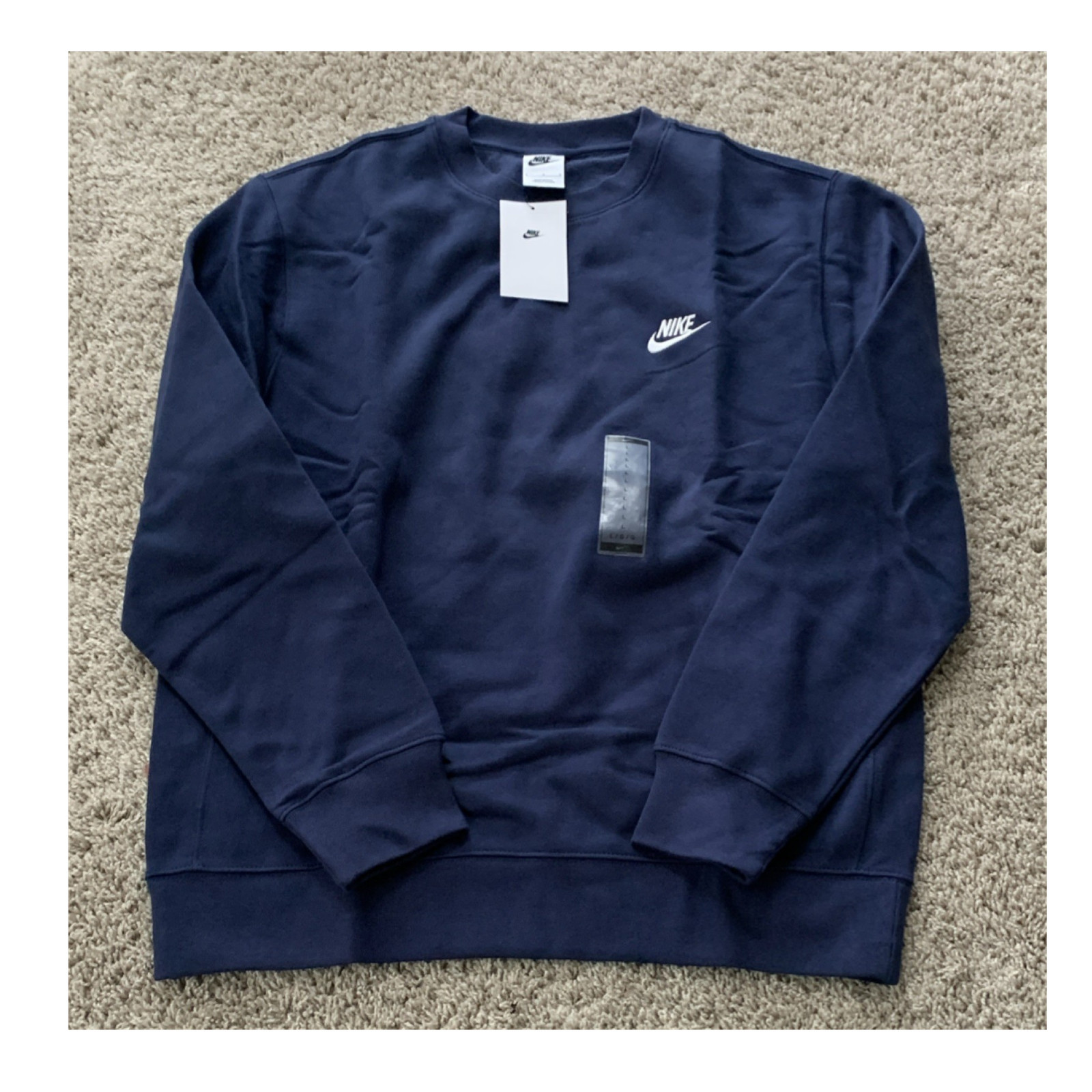 Nike Fleece Pullover Sweatshirt Crew Neck Navy Blue BV2662-410 Men's L NWT!