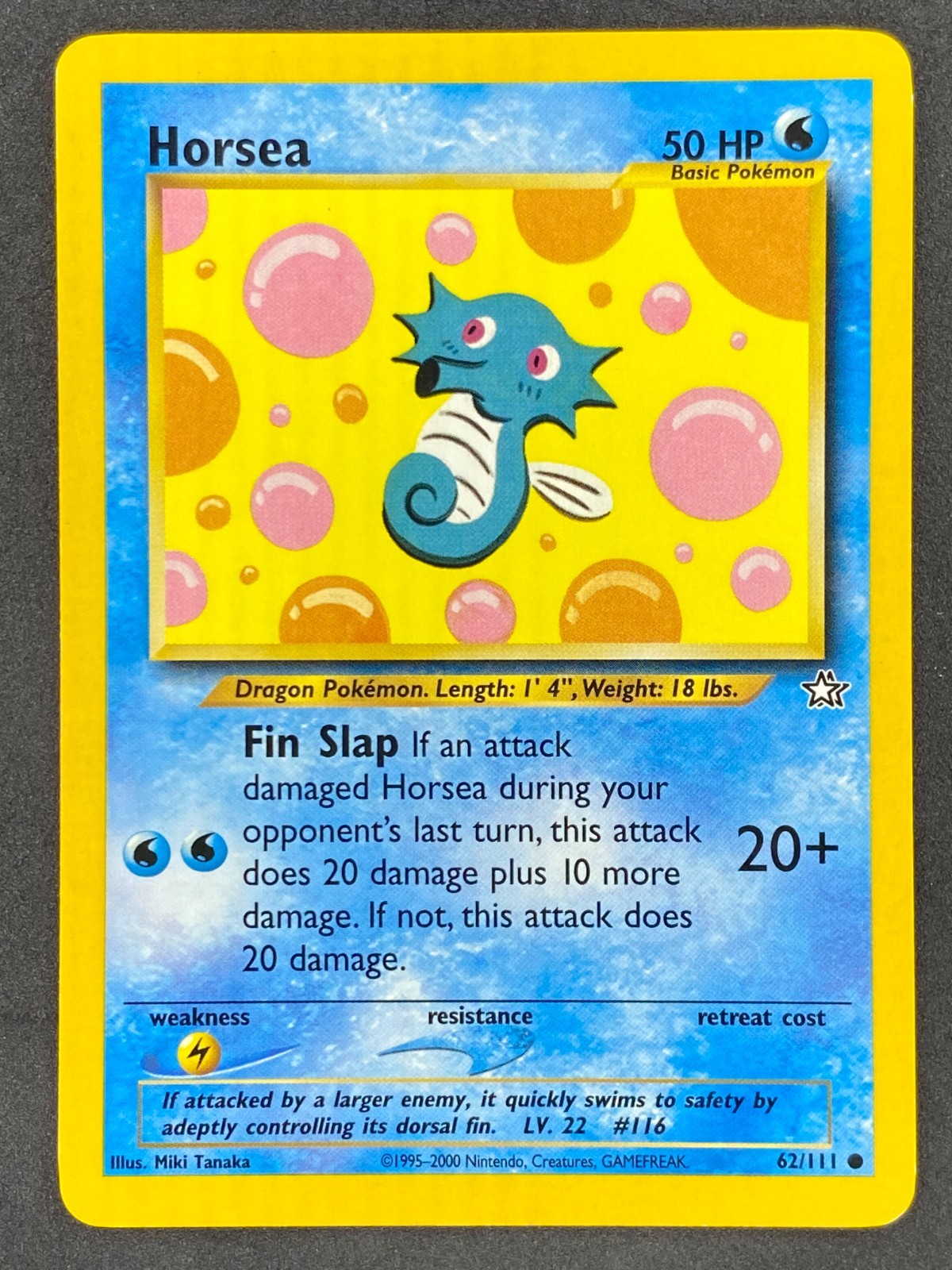 Pokémon Horsea 62/111 N1 Neo Genesis Unlimited LP/NM