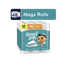 Angel Soft 2-Ply Toilet Paper, 12 Rolls, 4 Pack, Soft & Strong