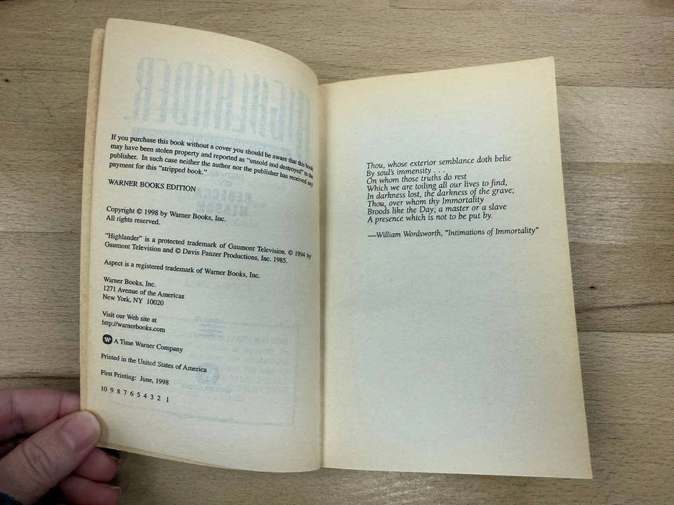 Highlander: Shadow of Obsession First Printing w/Card Signed by the Author - Image 4 of 4