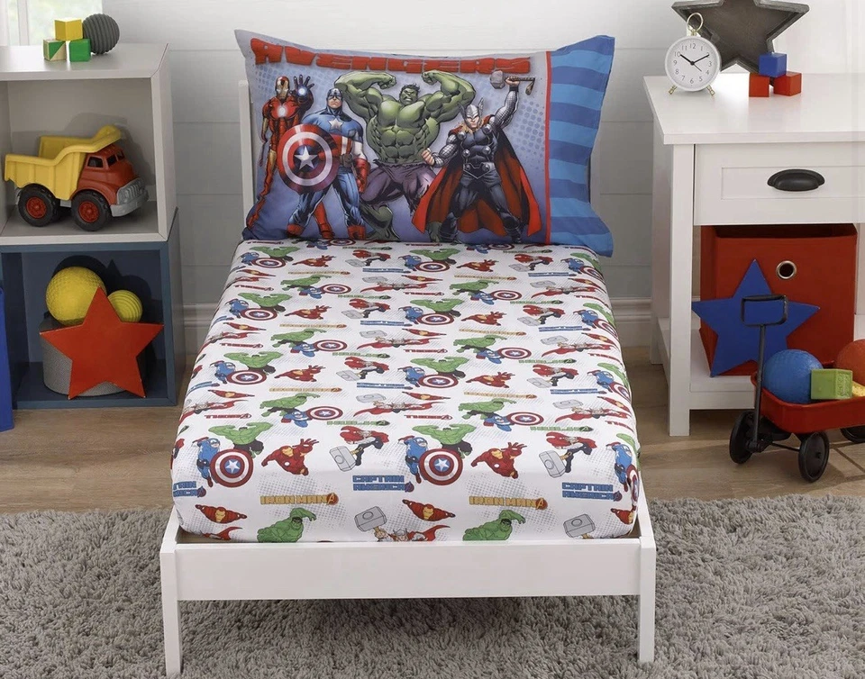 Marvel Avengers супергерои 2 изделия двойной лист комплект: плоский и резинке новый EUC - Изображение 3 из 4