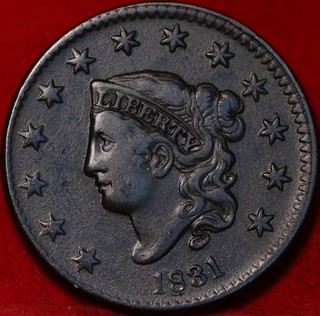 1831 Philadelphia Mint Copper Coronet Head Large Cent