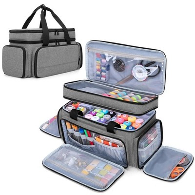 LUXJA Large 2 Layers Sewing Organizer Bag with 5 Detachable Dividers, Sewing ...