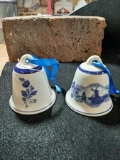 Set of 2 Holland bells, marked ARGO delfts blauw, Holland