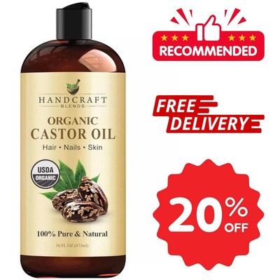 Premium Organic Castor Oil 100% Pure and Hexane-Free Cold-Pressed Beauty 16 fl.