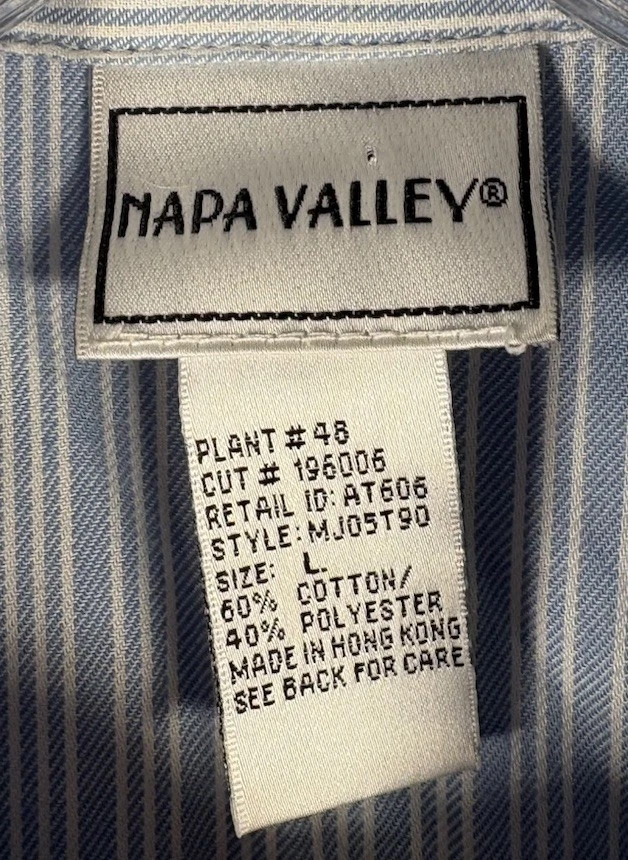 Top De Colección Napa Valley Para Mujer L Azul Amarillo Verde Rayas Bordado Abotonado Foto 2 de 4